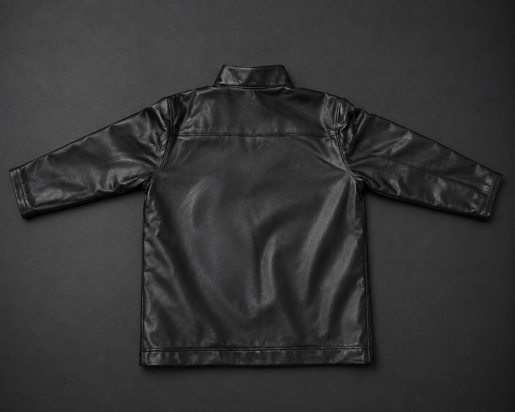 Men’s Black Leather-Look Classic Biker Jacket