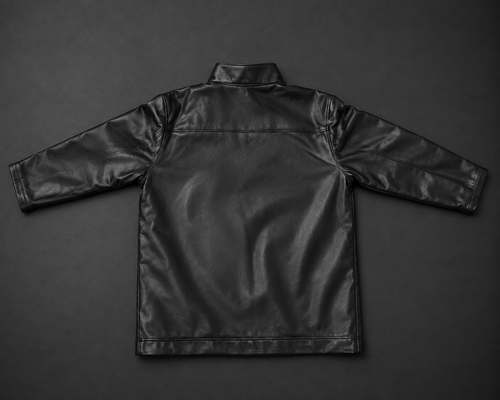 Men’s Black Leather-Look Classic Biker Jacket